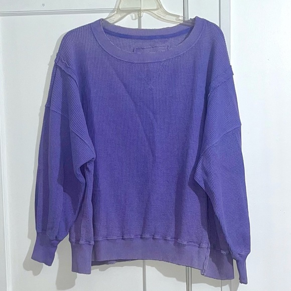 AE Oversized Big Hug Waffle PURPLE Sweatshirt S - Picture 8 of 9